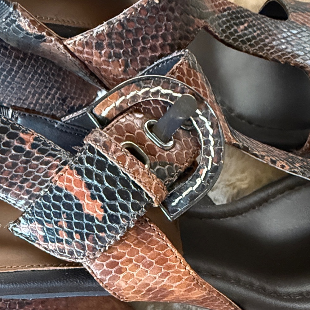 Donald J. Pliner Brown Snake-Print Leather Sandals - Picture 4 of 7
